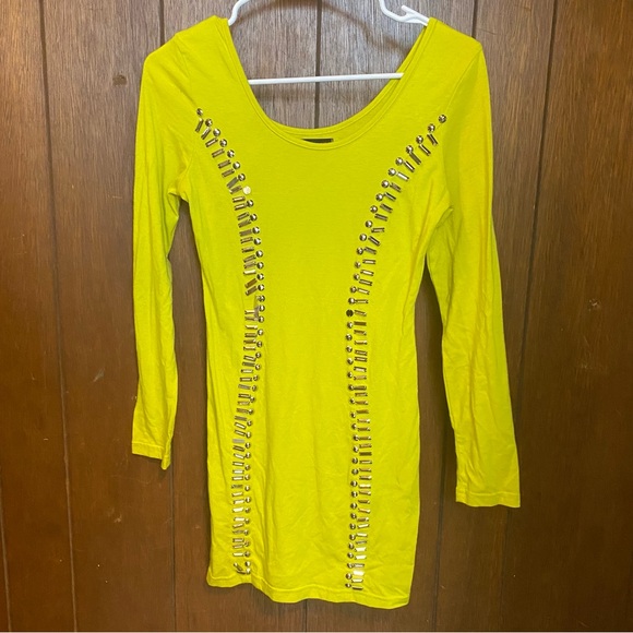 Dresses & Skirts - Yellow Long Sleeve Dress with Studded Detail